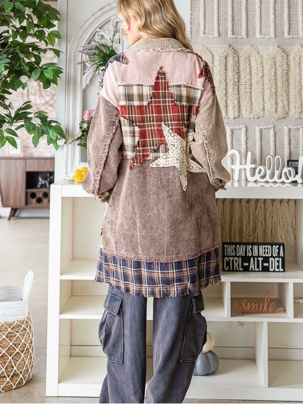 Oli & Hali | STAR Patchwork & Corduroy Jacket Sz L - Picture 4 of 16